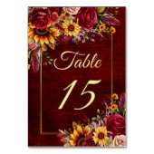 Numéro De Table tournesol rose mariage de automne (Par défaut)