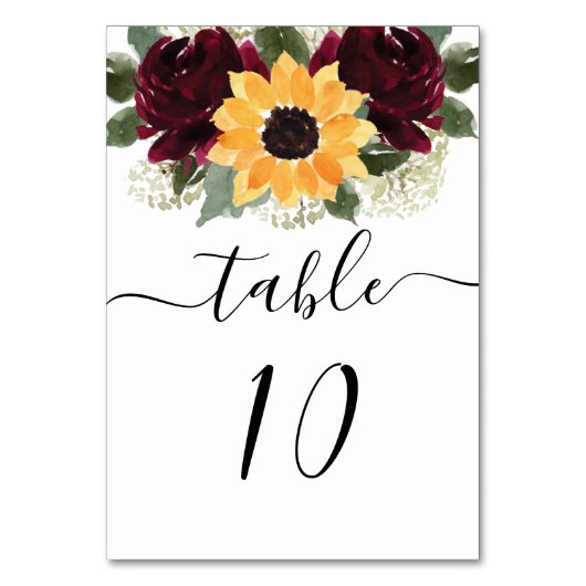 Numéro De Table Tournesol Rose Mariage rustique (Dos)
