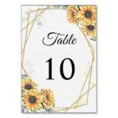Numéro De Table Tournesol Rustique élégant Mariage géométrique or (Dos)