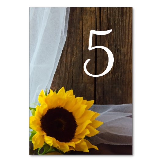 Numéro De Table Tournesol rustique et Mariage campagnard en bois d (Par défaut)