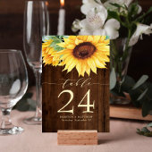 Numéro De Table Tournesol Rustique Mariage d'aquarelle en bois