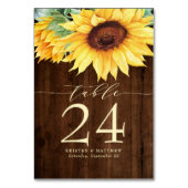 Numéro De Table Tournesol Rustique Mariage d'aquarelle en bois (Par défaut)