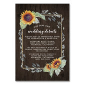 Numéro De Table Tournesol Rustique Mariage d'aquarelle Insérer des (Par défaut)