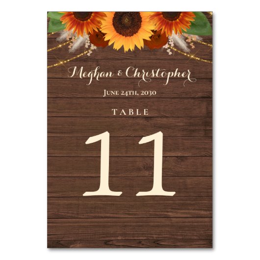 Numéro De Table Tournesol Rustique Terracotta Roses Boho Mariage (Dos)