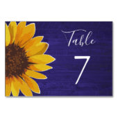 Numéro De Table Tournesol sur Rustic Navy Mariage en bois bleu (Dos)