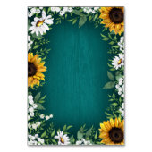 Numéro De Table Tournesol turquoise Pays Mariage rustique Insérer  (Dos)