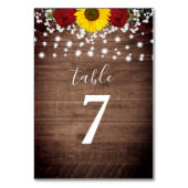 Numéro De Table Tournesols Rustiques Rose Jar Lumières Mariage Tab (Dos)