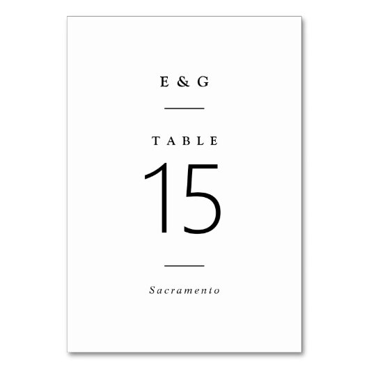 Numéro De Table Tout Simplement Design | Mariage noir et blanc (Dos)