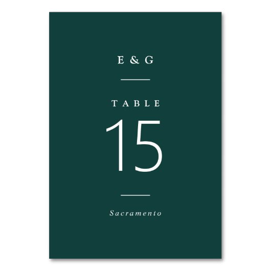 Numéro De Table Tout Simplement Design | Mariage vert Emerald mode (Dos)