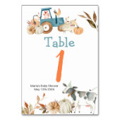 Numéro De Table Tracteur citrouille d'animal de ferme Floral Numér (Dos)