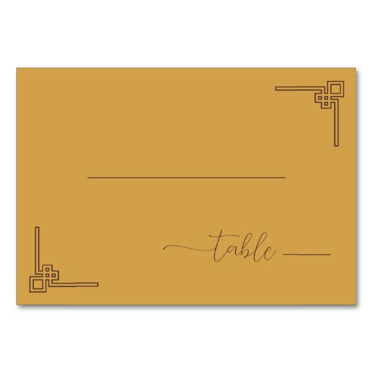 Numéro De Table Treillis géométrique moutarde élégant (Devant)