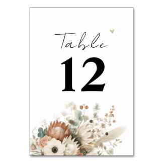 Numéro De Table Trendy Terracotta Flowers Modern Wedding