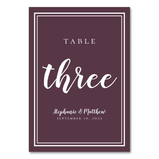 Numéro De Table Trois chiffres de table Mariage simple moderne (Dos)