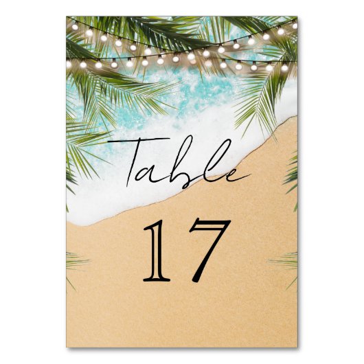 Numéro De Table Tropical Beach Palm String Lights Wedding (Par défaut)