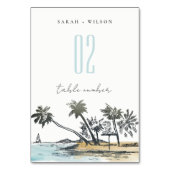 Numéro De Table Tropical Beach Palm Tree croquis Mariage aquarelle (Dos)