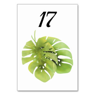 Numéro De Table Tropical exotic green monstera leaves watercolor e