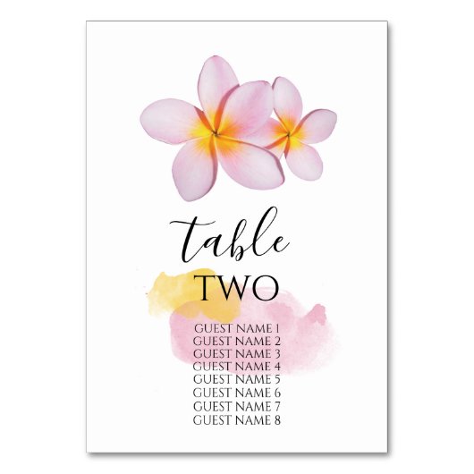 Numéro De Table Tropical Plumeria Frangipani Mariages (Par défaut)