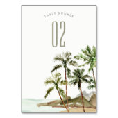 Numéro De Table Tropical Rustique Palm Trees Beach Sand Mariage (Dos)
