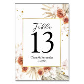 Numéro De Table Tropical Terracotta séché Palm Leaf Gold Frame (Dos)