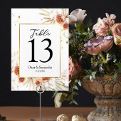 Numéro De Table Tropical Terracotta séché Palm Leaf Gold Frame