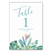 Numéro De Table Tropical Thème Mariage (Dos)