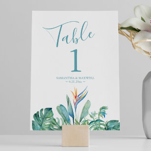 Numéro De Table Tropical Thème Mariage