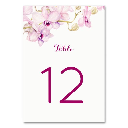 Numéro De Table Tropical violet orchidée florale (Dos)