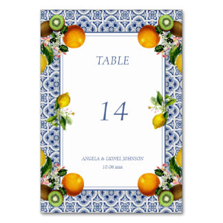 Numéro De Table Tuiles de citron de la côte d'Amalfi Italie Noms p