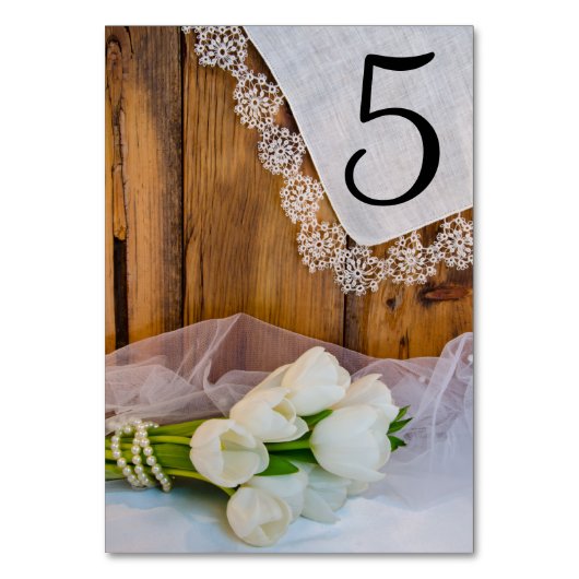 Numéro De Table Tulipes blanches rustiques Mariage de grange Numér (Par défaut)