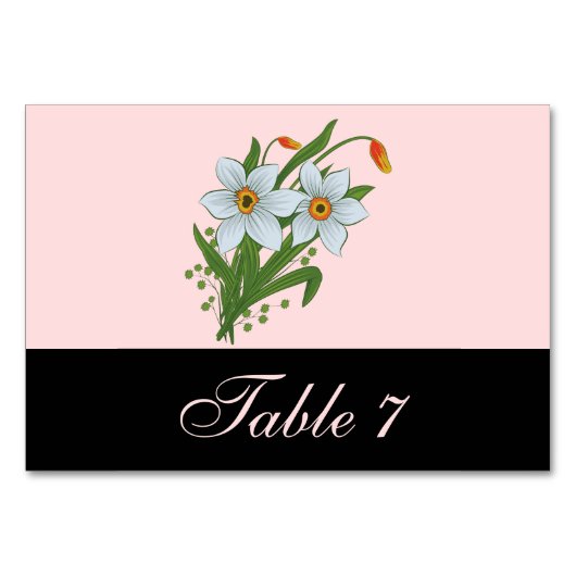 Numéro De Table Tulipes et Daffodiques Mariage Noir (Dos)