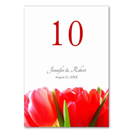 Numéro de table Tulipes rouges (Par défaut)