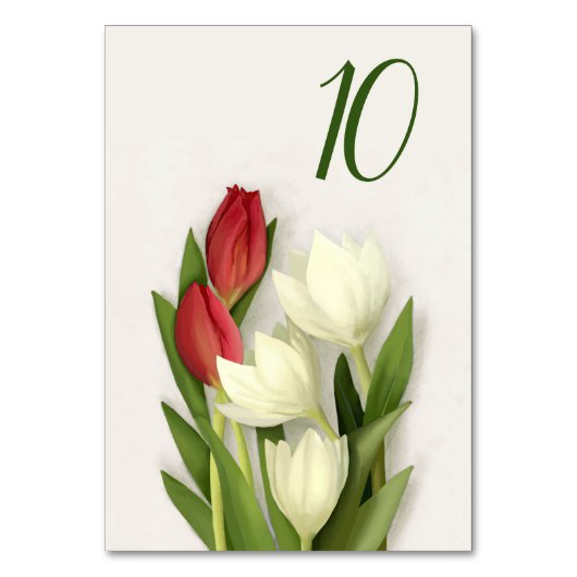 Numéro De Table Tulipes rouges et blanches Numéro de tableau (Dos)