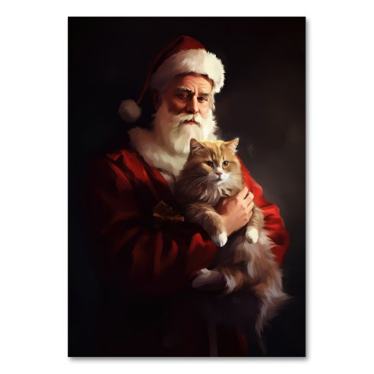Numéro De Table Turc Angora Chat Santa Claus Festif Noël (Dos)