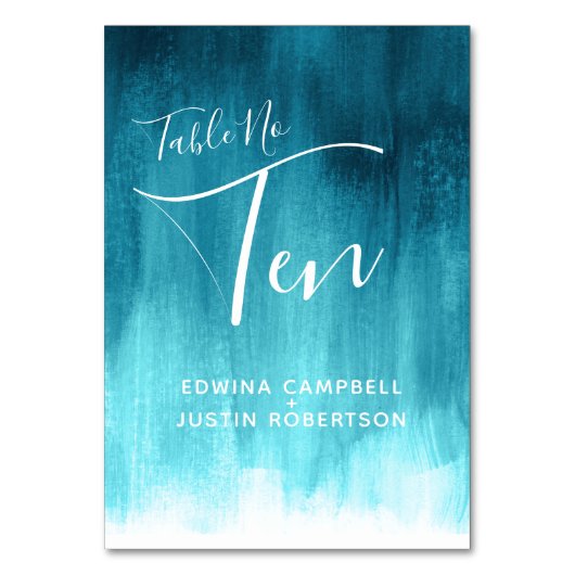 Numéro De Table Turquoise aqua abstraite table d'art moderne numér (Dos)