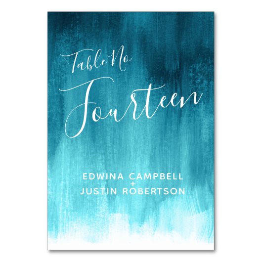 Numéro De Table Turquoise aqua art moderne tableau n° 14 (Dos)