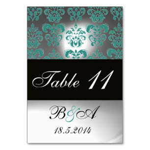 NUMÉRO DE TABLE TURQUOISE AQUA BLEU BLACÉ BLACÉ BLACÉ BLANC DOMMAS