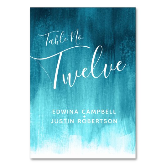 Numéro De Table Turquoise aqua lavage abstrait art moderne tableau (Dos)