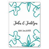 Numéro De Table Turquoise bleu couple mariage date flstylish (Dos)