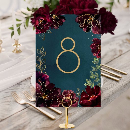 Numéro De Table Turquoise Bordeaux Jewel Ton Mariage Numéro de tab