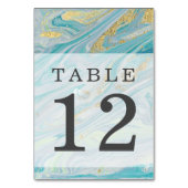 Numéro De Table Turquoise et or Marbre Tourbillon Géode d'agate Ma (Dos)