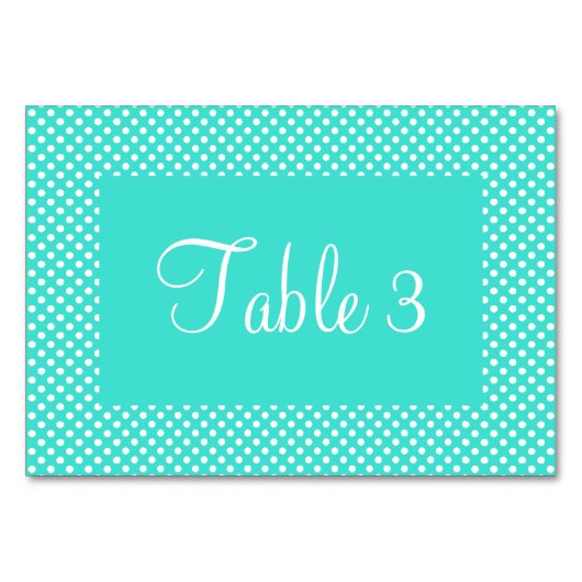 Numéro De Table Turquoise et points blancs numérotés (Dos)