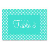 Numéro De Table Turquoise et points blancs numérotés (Devant)