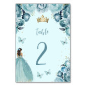 Numéro De Table Turquoise Gold Floral Princesse Quinceañera (Par défaut)