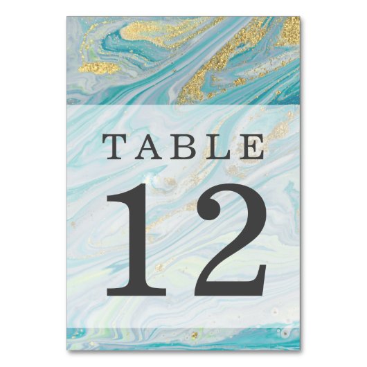 Numéro De Table Turquoise & Gold Marble Swirl Agate Mariage de géo (Par défaut)