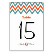 Numéro De Table Turquoise moderne & Orange Chevron & Lovebirds Mar (Dos)