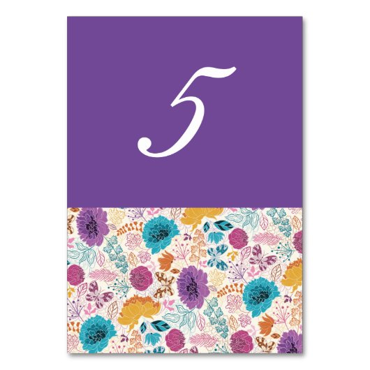 Numéro De Table Turquoise Purple Jaune Fleurs de prairie de printe (Par défaut)