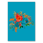 Numéro De Table Turquoise rouge orange Mariage botanique (Dos)