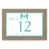 Numéro De Table Turquoise Seahorse Burlap Beach Wedding Collection (Dos)