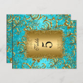 Numéro de table turquoise Siège Cartes de place Da (Devant / Derrière)