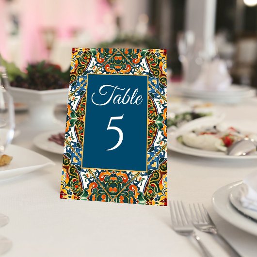 Numéro De Table Turquoise talavera vintage mariage mexicain